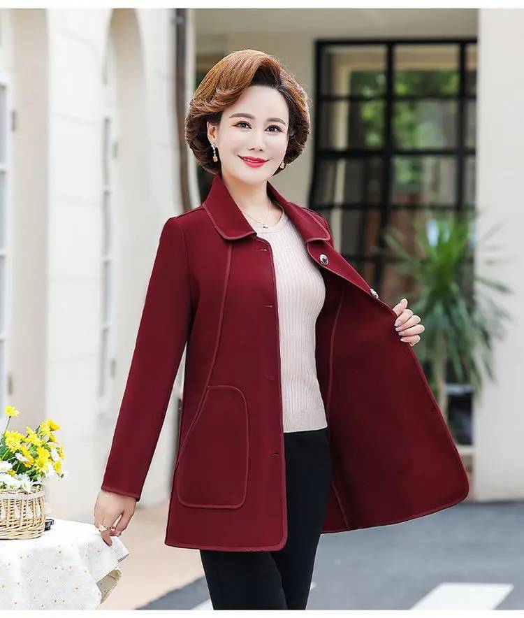 Jeseň a zima Nová obojstranná teplá bunda strednej dĺžky