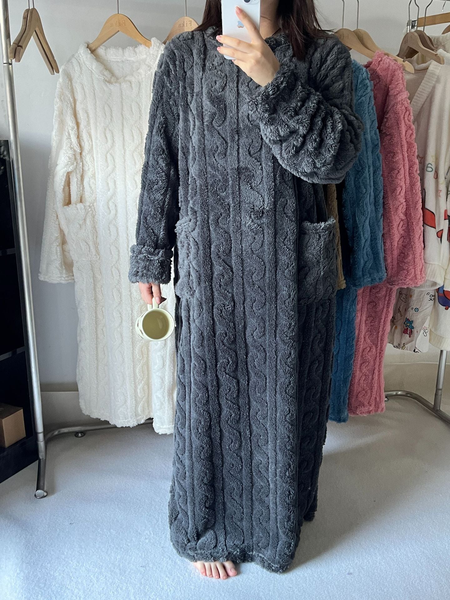 🎁Teplý darček🎁Zimné koralovo-zamatové domáce oblečenie