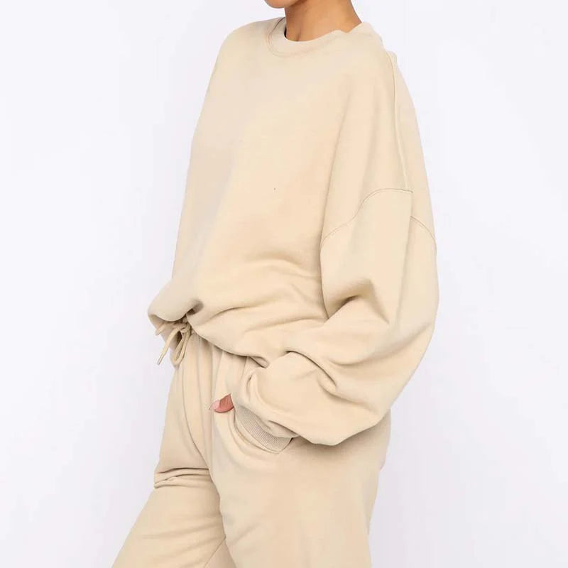 Dámska útulná dvojdielna súprava v jednofarebnom prevedení