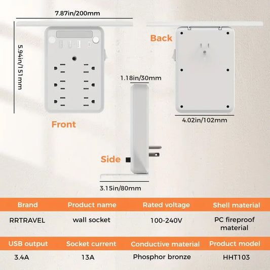 🤩POSLEDNÝ DEŇ ZĽAVA 49%?🤩Predĺžovač zásuvky s nočným odkladom