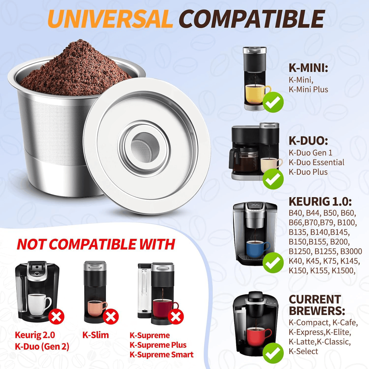 Opakovane použiteľný K-Cup pre Keurig 1.0 z nehrdzavejúcej ocele, doplniteľný K-Cup --⏱️Posledná akcia so Druhý kus len za 10 €