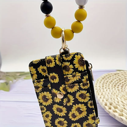 【💎 Štýlový a odolný】Silikónový držiak na karty s korálkovým náramkom