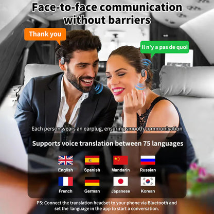 【🔋 Malý a prenosný, rýchly a presný preklad 75 jazykov v reálnom čase】Bezdrôtové slúchadlá OWS Bluetooth 5.4 s AI prekladom (vhodné pre iOS a Android)