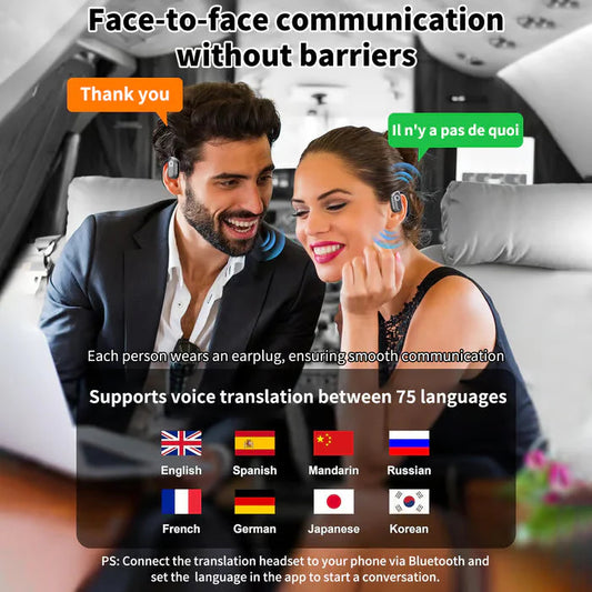 【🔋 Malý a prenosný, rýchly a presný preklad 75 jazykov v reálnom čase】Bezdrôtové slúchadlá OWS Bluetooth 5.4 s AI prekladom (vhodné pre iOS a Android)