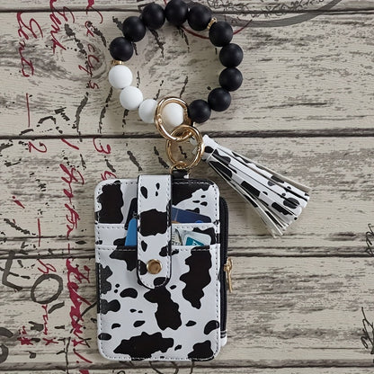 【💎 Štýlový a odolný】Silikónový držiak na karty s korálkovým náramkom