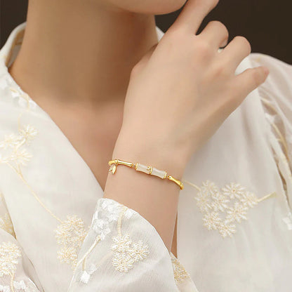 【🎁Perfektný doplnok na každý deň alebo darček pre milovanú osobu!】Dámsky bambusový náramok s retiazkou