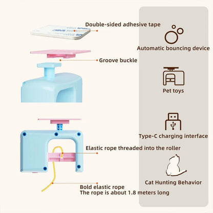 【🐱 Umožnite mačkám lepší pohyb】Stropná podstielka pre mačky AutoBounce USB-C