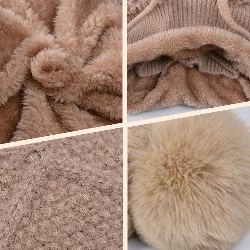 【❄️ Ideálne na lyžovanie, cestovanie alebo každodenné nosenie!】elegantná, hrubá pletená zimná čiapka s teplou pokrývkou tváre a šatkou