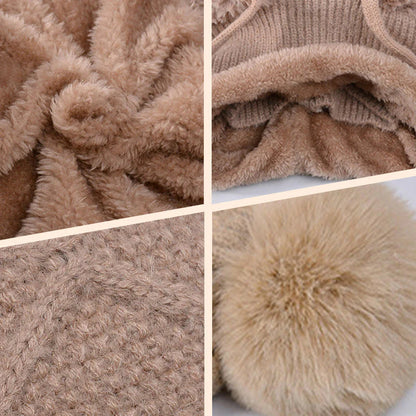 【❄️ Ideálne na lyžovanie, cestovanie alebo každodenné nosenie!】elegantná, hrubá pletená zimná čiapka s teplou pokrývkou tváre a šatkou