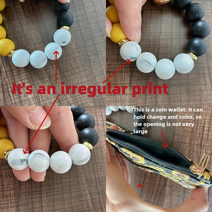 【💎 Štýlový a odolný】Silikónový držiak na karty s korálkovým náramkom