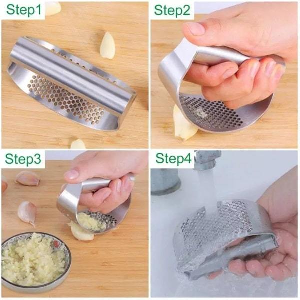 【🧄 Ľahko rozdrvte cesnak alebo zázvor】Lis na cesnak z nehrdzavejúcej ocele