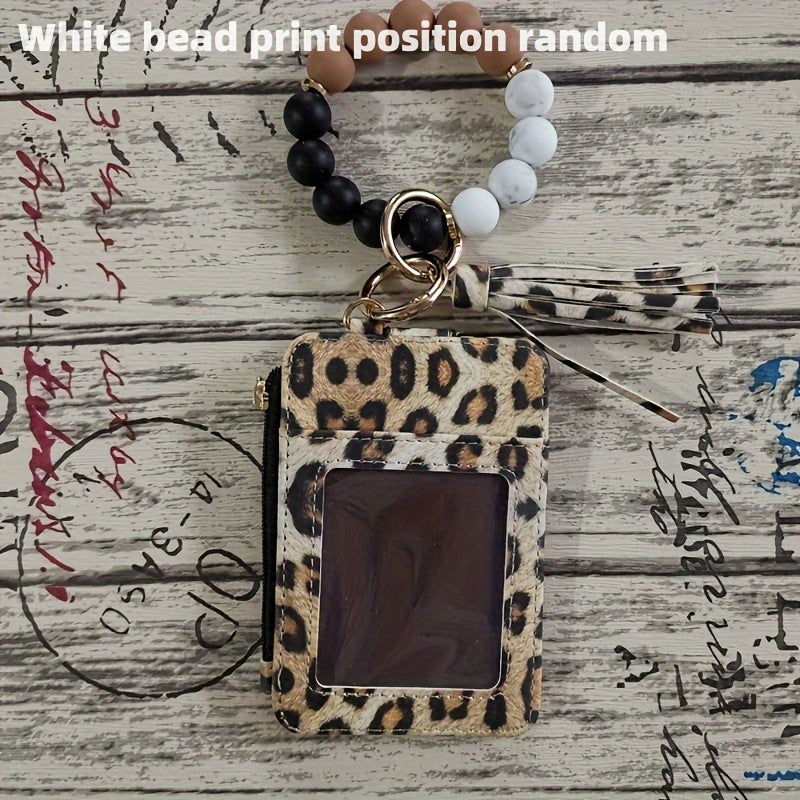 【💎 Štýlový a odolný】Silikónový držiak na karty s korálkovým náramkom