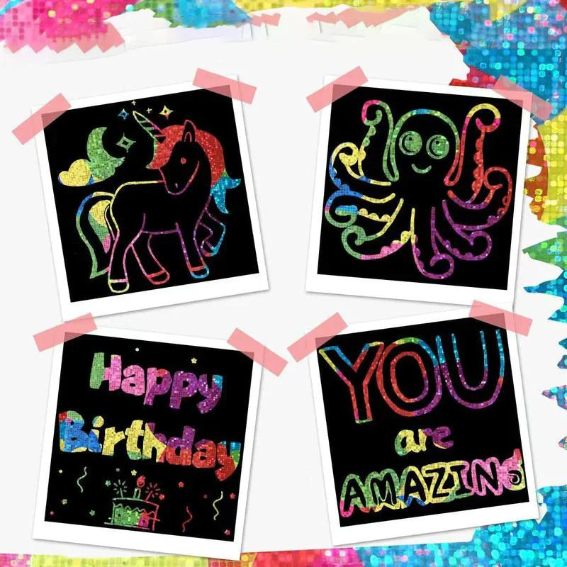 Sada na kreslenie dúhových papierov na škrabanie