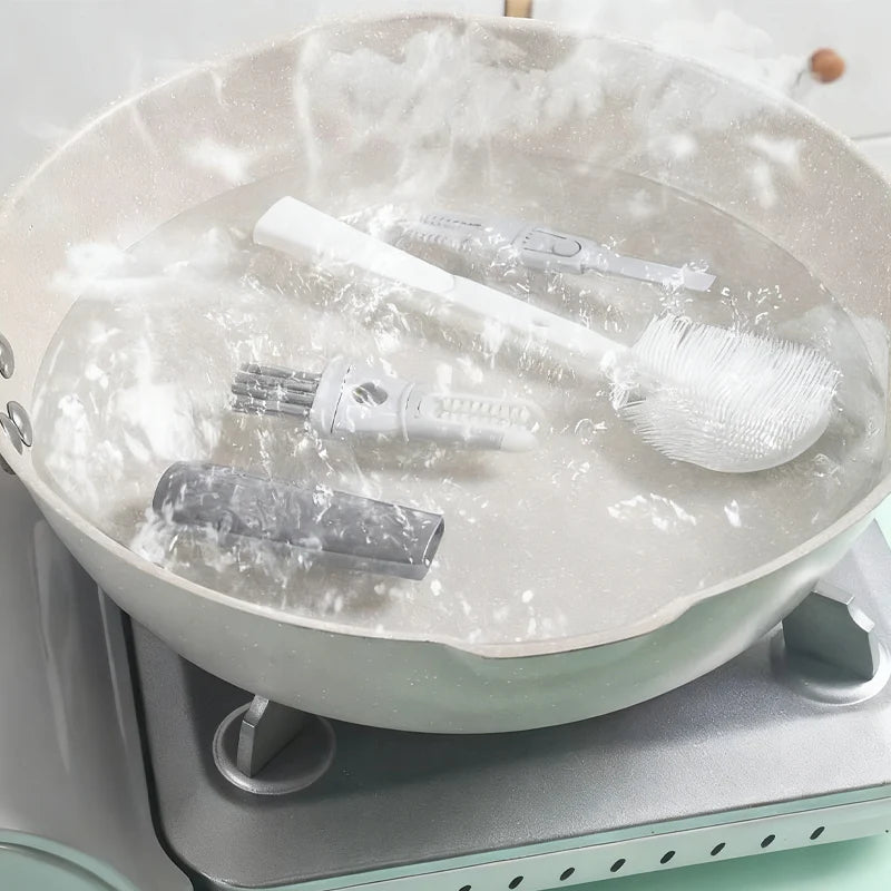 【🎁 Čím viac nakúpite, tým viac zliav získate】Odnímateľná silikónová čistiaca kefka s dlhou rukoväťou