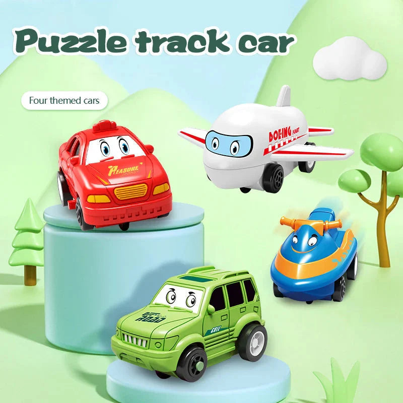 【👶Perfektný darček na rozvoj logického myslenia a zručností!】Detská vzdelávacia hracia sada s puzzle a autodráhou