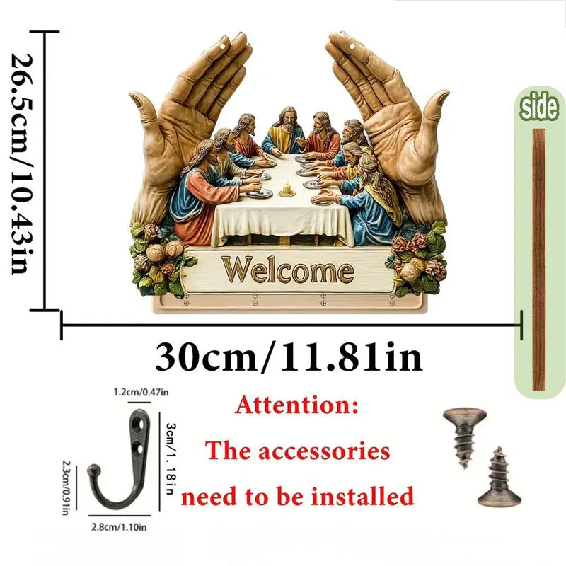 【✝️ Kombinácia praktickosti a umeleckej hodnoty】Nástenný dekoratívny drevený držiak na kľúče