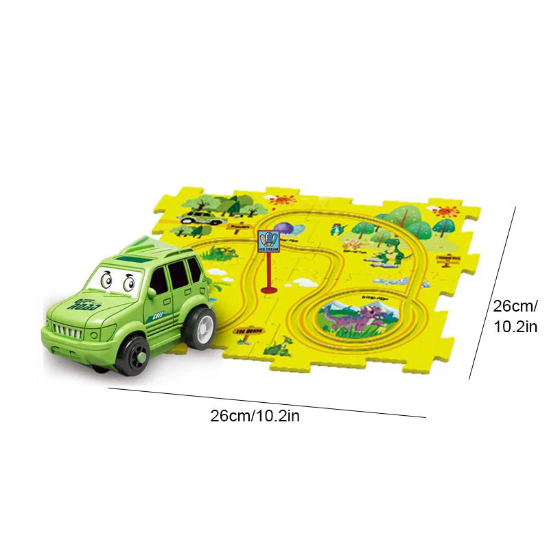 【👶Perfektný darček na rozvoj logického myslenia a zručností!】Detská vzdelávacia hracia sada s puzzle a autodráhou