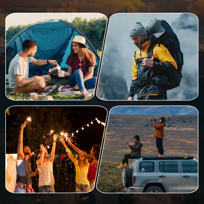 【🔦 Viacero spôsobov nabíjania, viacero použití】Vonkajšie núdzové svetlo (ručná kľuka + solárne panely + nabíjanie cez USB)