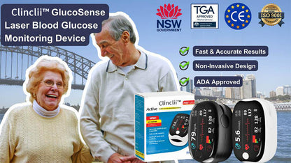 Clinclii™ GlucoSense laserové zariadenie na monitorovanie hladiny glukózy v krvi