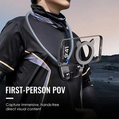 【🧲 Jednoducho a rýchlo zachyťte zábery z perspektívy prvej osoby!】Magnetický držiak na telefón na krk s funkciou handsfree